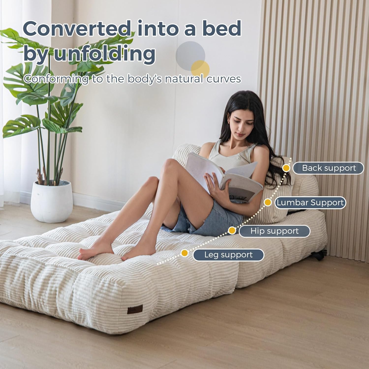 MAXYOYO Folding Sofa Bed Convertible Sleeper Chair with Pillow