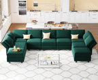 Belffin Reversible Modular Sectional Sofa with Ottomans Velvet Sleeper Chaise Bed Storage Seat Black
