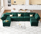 Belffin Velvet Modular Sectional Sofa with Ottoman Sleeper Bed Storage
