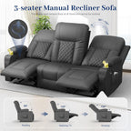 FURNIMAT 2 Seater Loveseat Recliner Sofa PU Leather with Cup Holders USB Ports