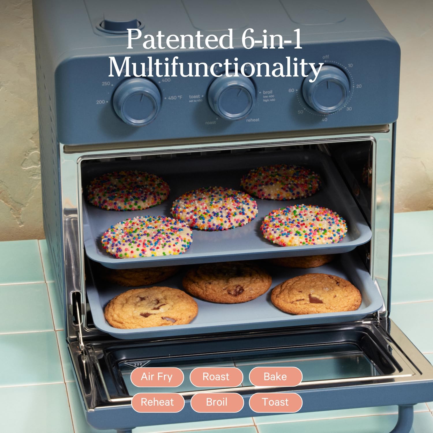 Our Place Air Fryer Toaster Oven 6 in 1 Compact Countertop Blue Multifunction