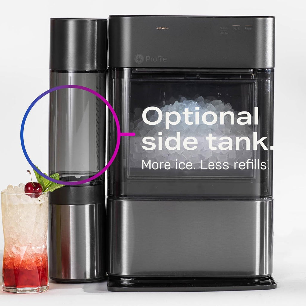 Profile Nugget Ice Maker Countertop 38lbs Smart WiFi Black Stainless Steel