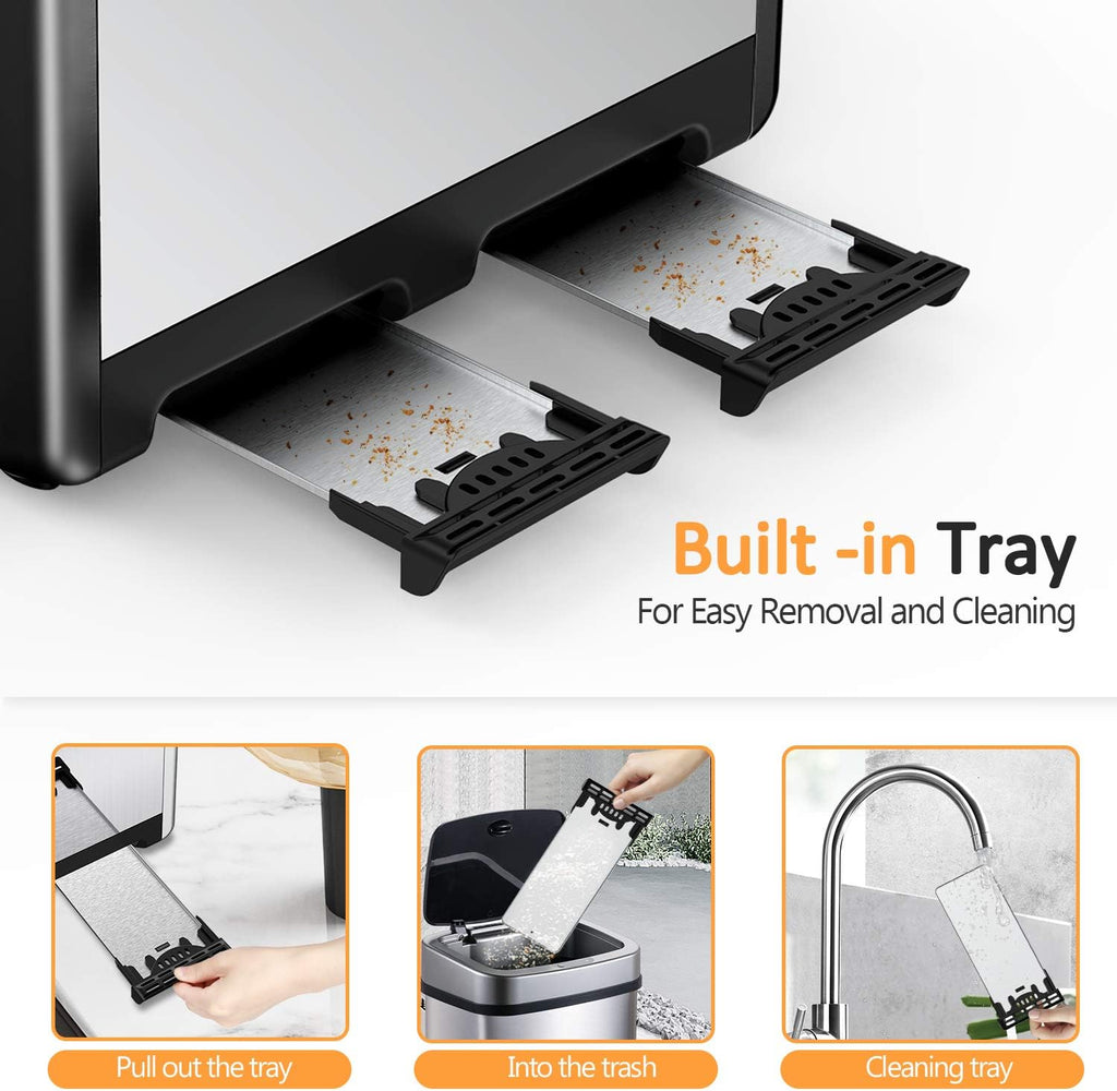 whall Digital Touch Screen Toaster 4 Slice Stainless Steel Dual Control Wide Slots