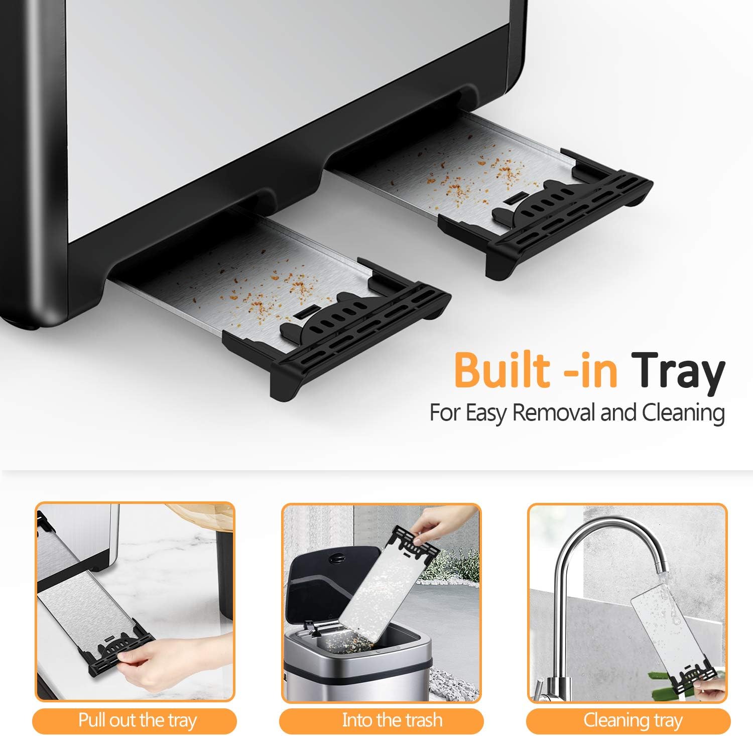 whall Digital Touch Screen Toaster 4 Slice Stainless Steel Dual Control Wide Slots