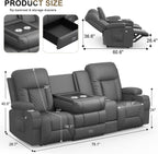 YONISEE 3 Seat Recliner Sofa Large Manual Reclining Couch with Storage Console