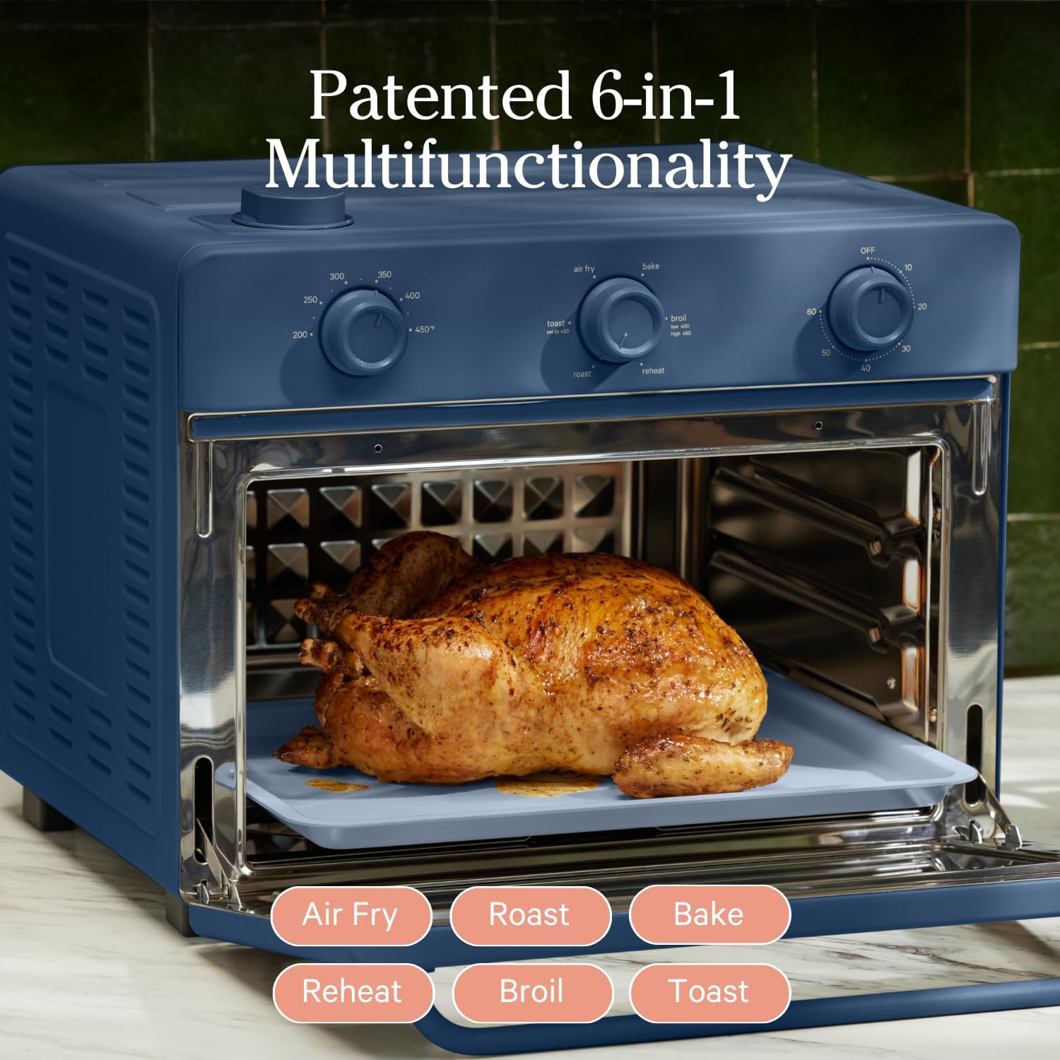 Our Place Air Fryer Toaster Oven 6 in 1 Compact Countertop Blue Multifunction