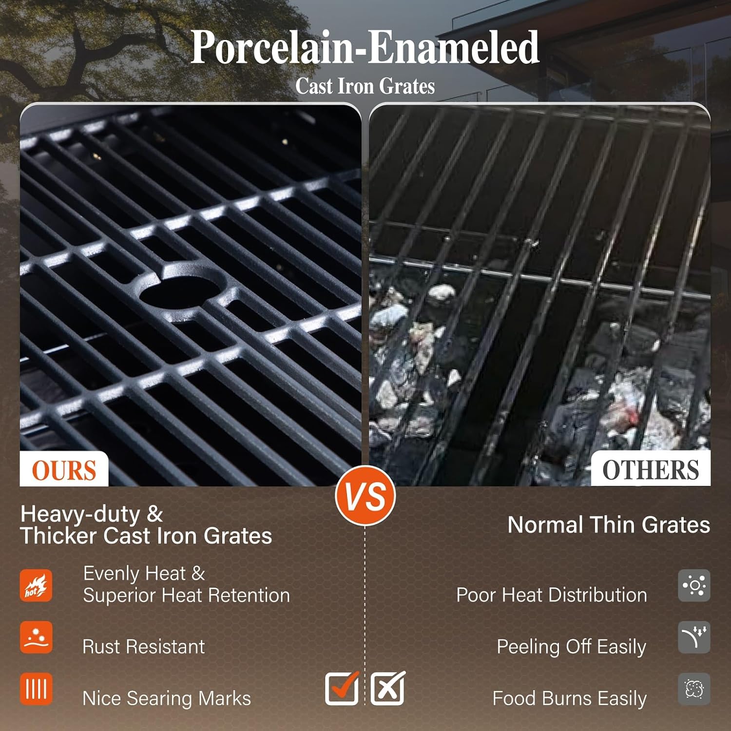 Sophia & William Charcoal and Gas Grill Combo with Side Burner Dual Fuel BBQ Grill