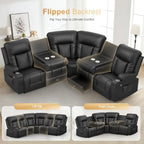 FURNIMAT Loveseat Recliner Sofa 2 Seater PU Leather Couch with USB Cup Holders