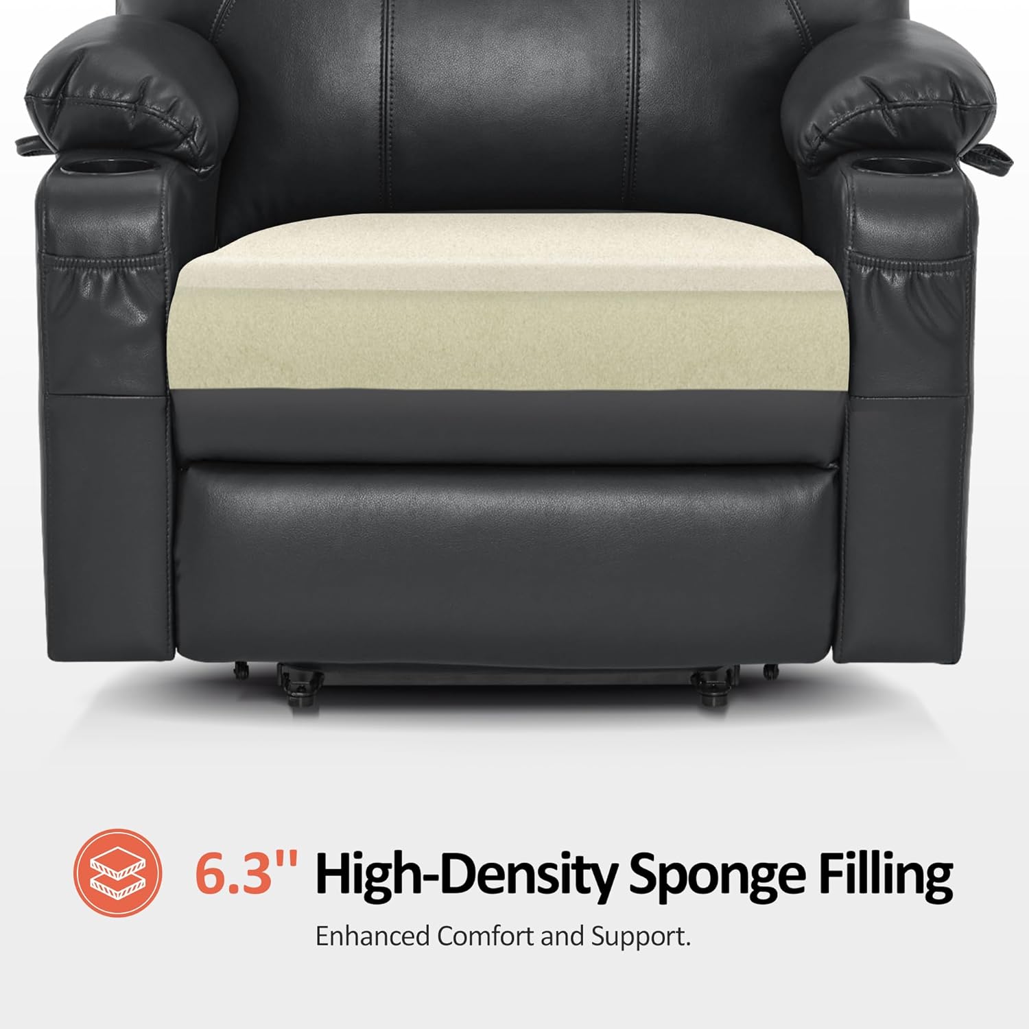 MCombo Electric Power Lift Recliner Massage Heat Chair for Elderly 3 Positions 2 Pockets USB