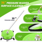 LidoDola 14 Inch Pressure Washer Surface Cleaner with Wheels for Concrete Patio Deck