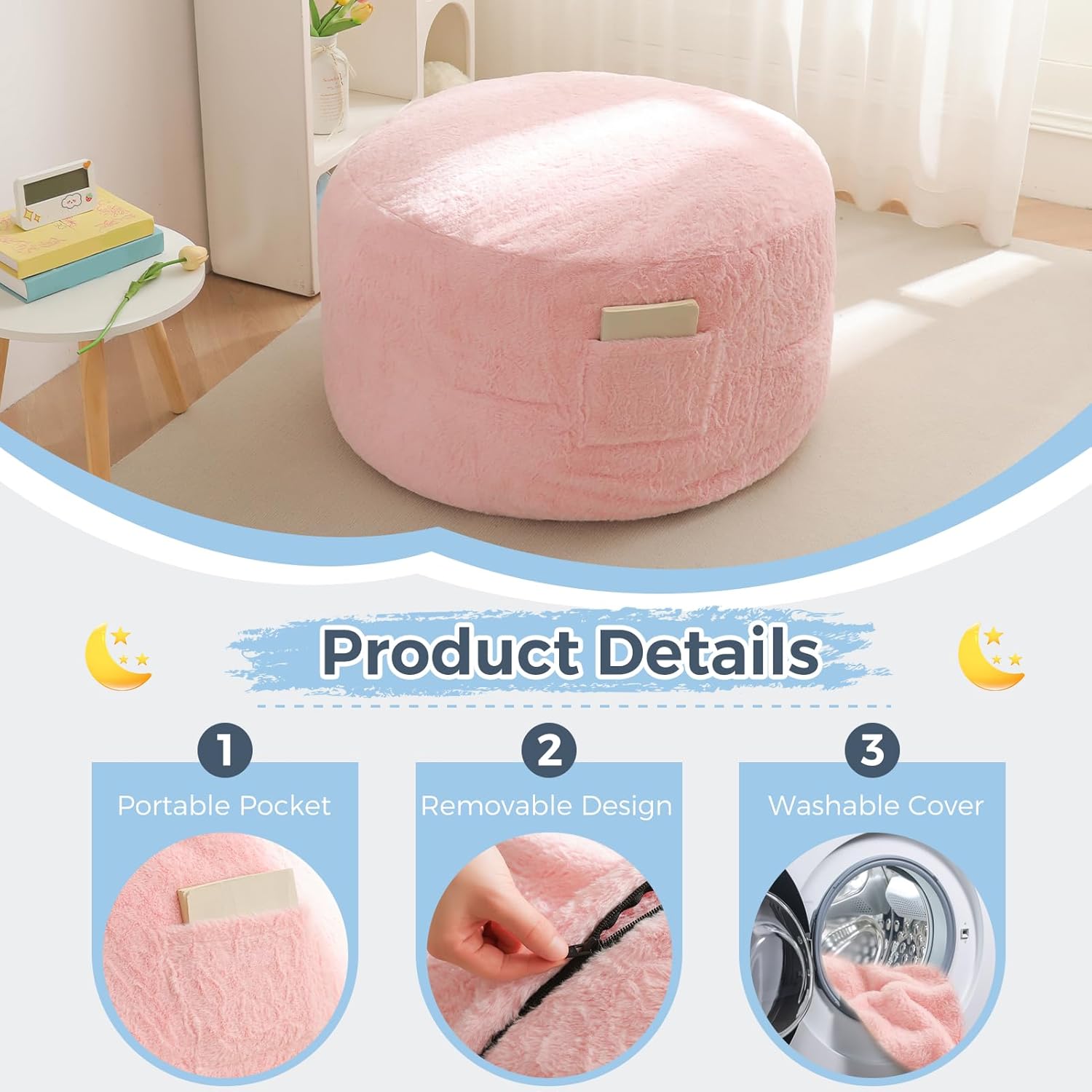 MAXYOYO Convertible Bean Bag Chair Bed for Kids with Foam Filling