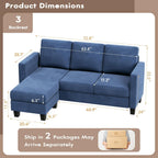 VICTONE Convertible L Shaped Sectional Sofa Couch 3 Seat with Ottoman