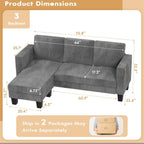 VICTONE Convertible L Shaped Sectional Sofa Couch 3 Seat with Ottoman