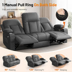 FURNIMAT 2 Seater Loveseat Recliner Sofa PU Leather with Cup Holders USB Ports