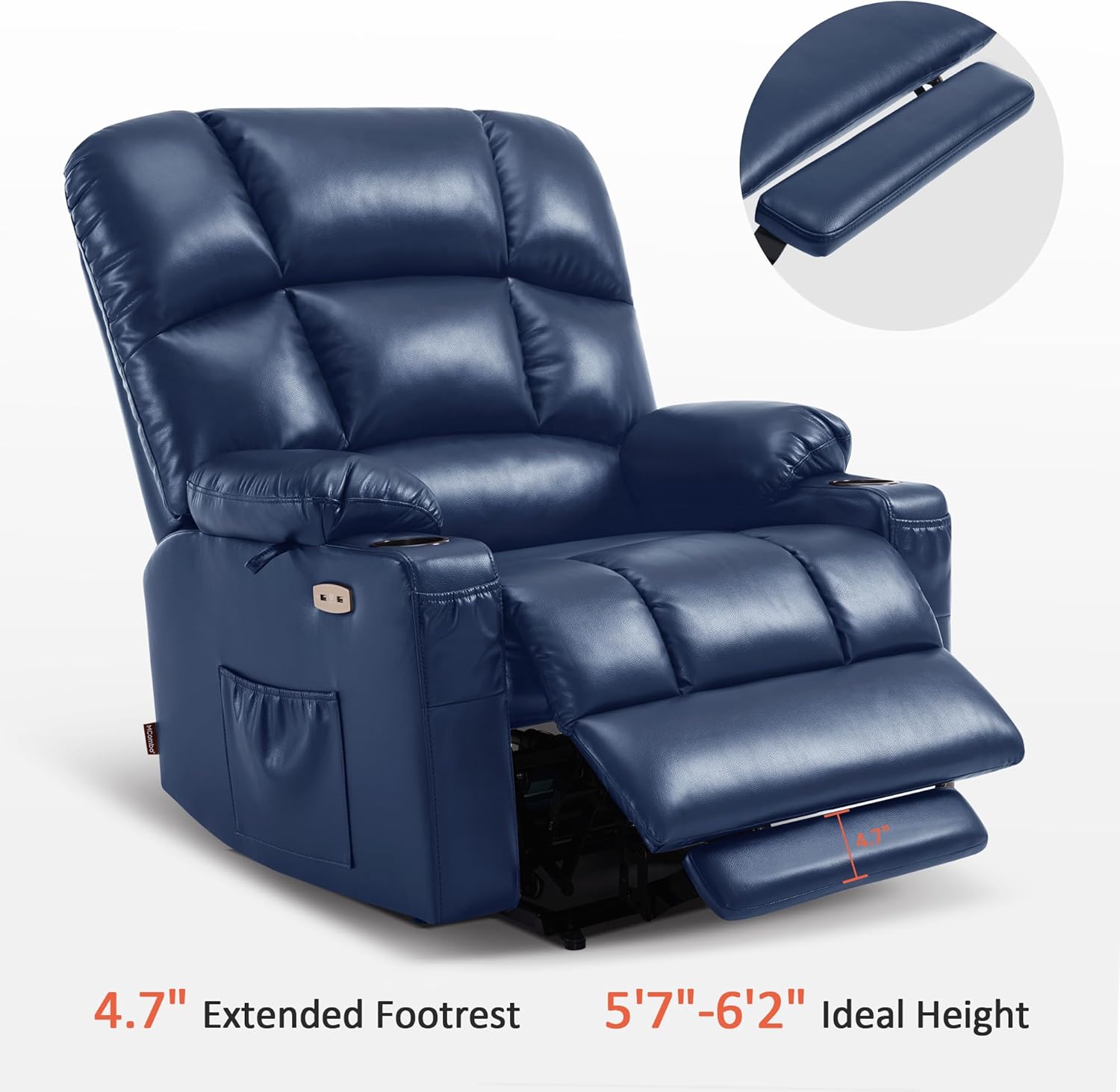MCombo Large Power Lift Recliner Chair with Dual Motor Massage Heat Faux Leather