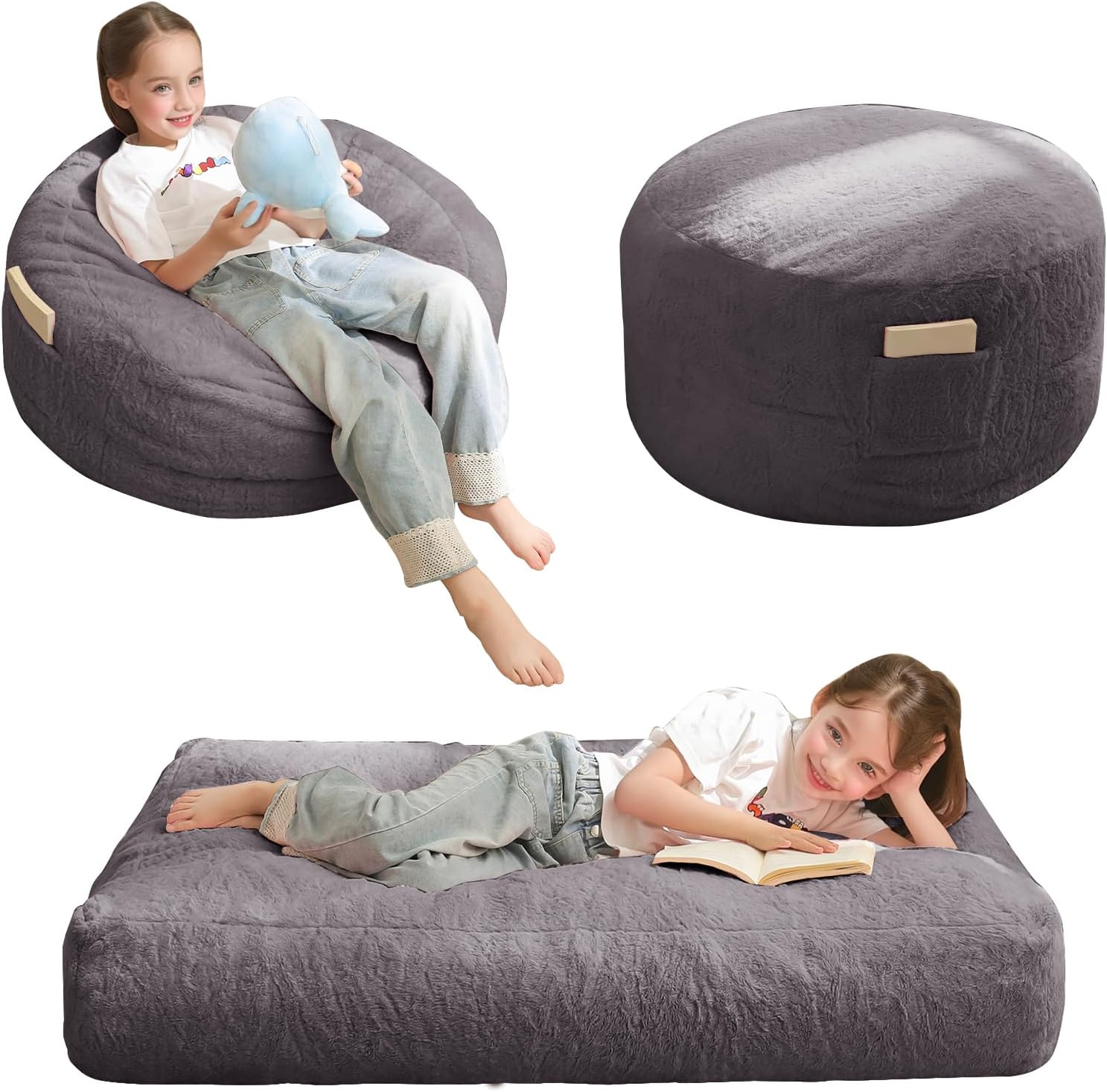 MAXYOYO Convertible Bean Bag Chair Bed for Kids with Foam Filling