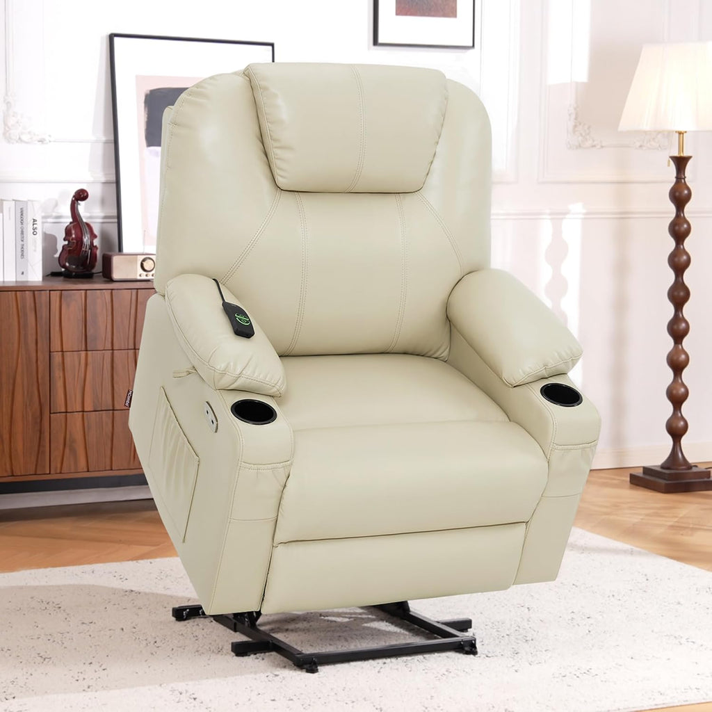 MCombo Electric Power Lift Recliner Massage Heat Chair for Elderly 3 Positions 2 Pockets USB