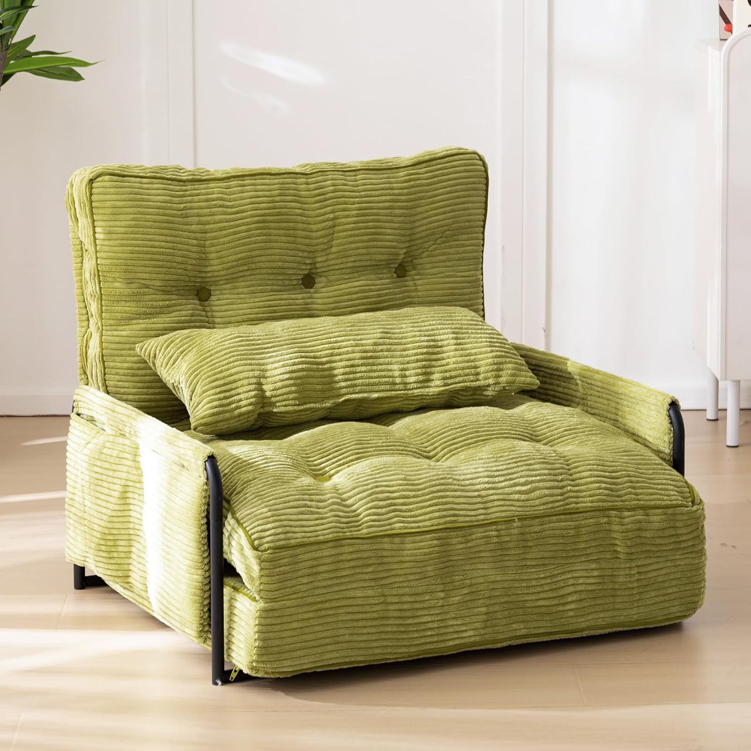 MAXYOYO Adjustable Floor Sofa Bed with Armrest Double Black Foldable Sleeper