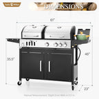 Sophia & William Charcoal and Gas Grill Combo with Side Burner Dual Fuel BBQ Grill