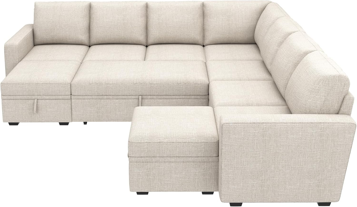 HONBAY Modular Sectional Sleeper Sofa L Shaped Couch with Pull Out Bed