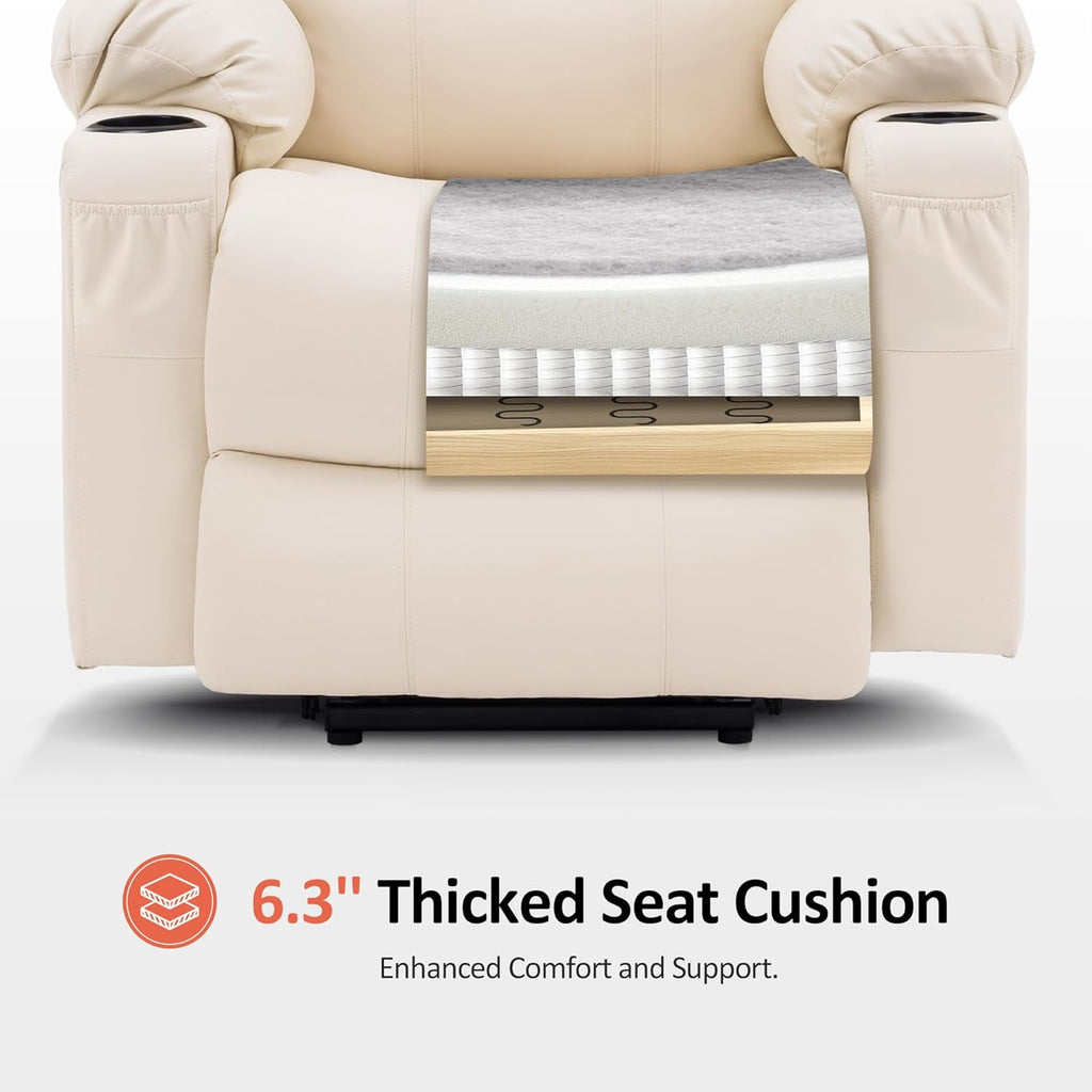 MCombo Electric Power Lift Recliner Massage Heat Chair for Elderly 3 Positions 2 Pockets USB