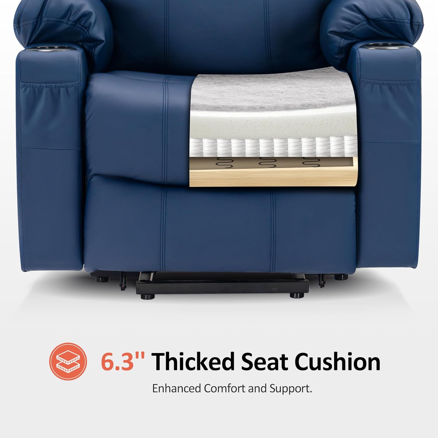 MCombo Electric Power Lift Recliner Massage Heat Chair for Elderly 3 Positions 2 Pockets USB