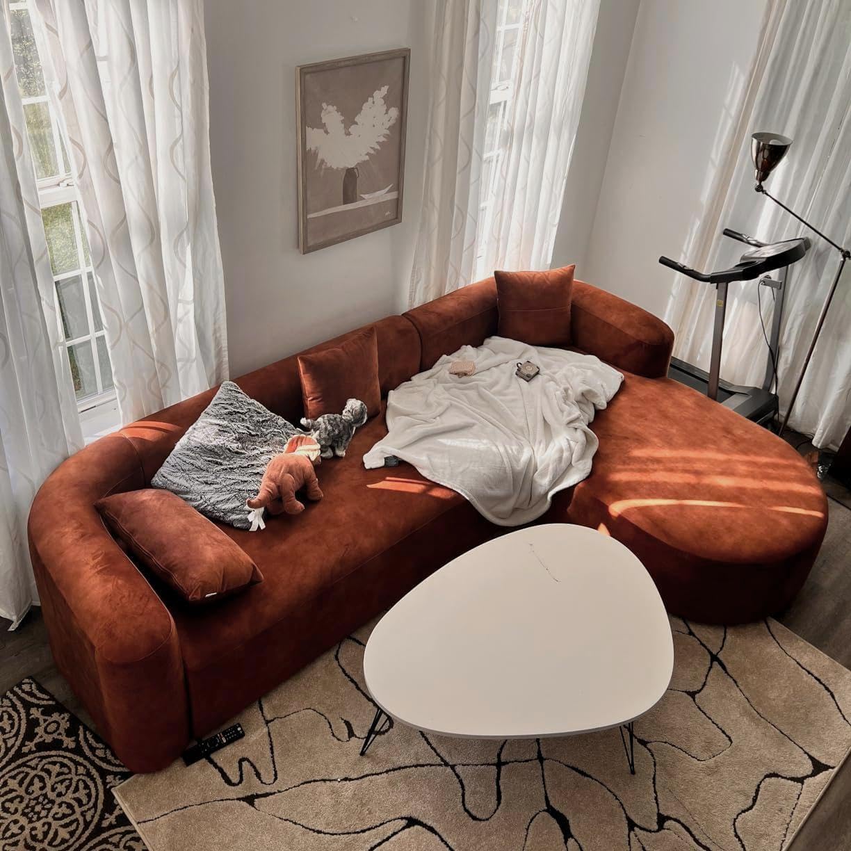 Acanva Luxury Velvet Sofa 3 Seater Modern Curved Back Couch for Living Room