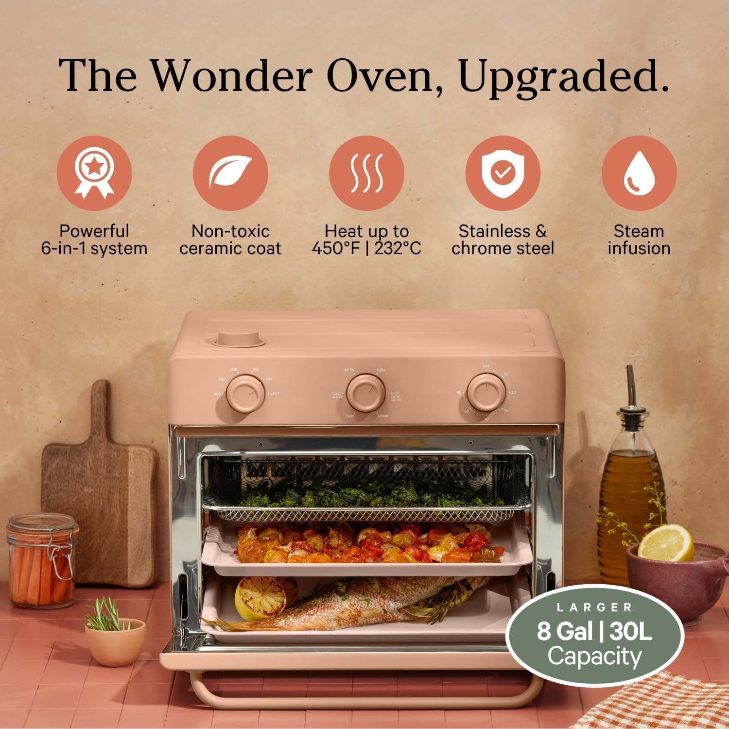 Our Place Air Fryer Toaster Oven 6 in 1 Compact Countertop Blue Multifunction