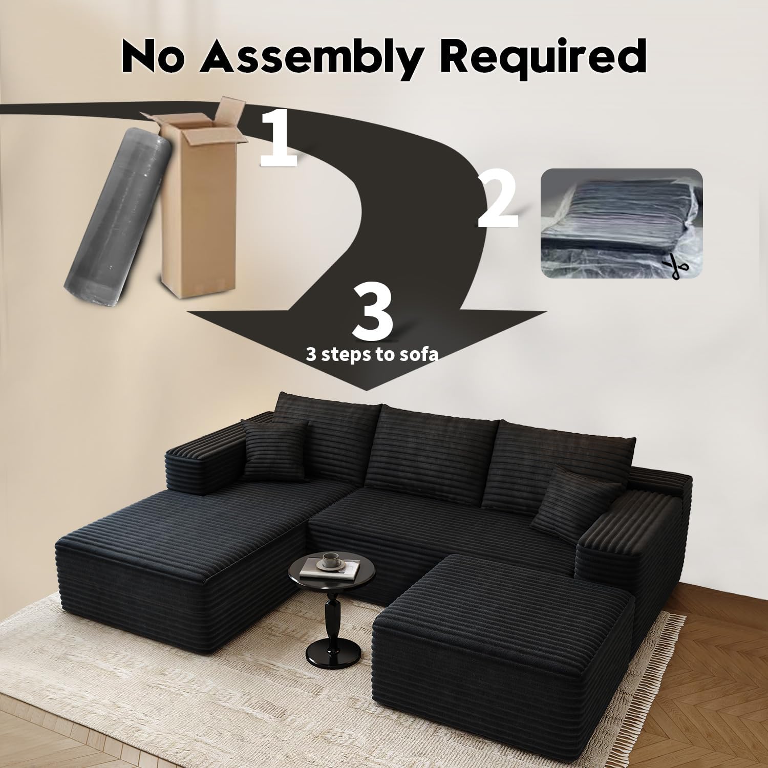 Settab Cloud Modular Sectional Sofa U Shaped Deep Seat Living Room Couch