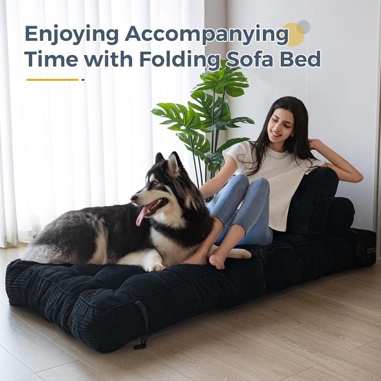 MAXYOYO Folding Sofa Bed Convertible Sleeper Chair with Pillow