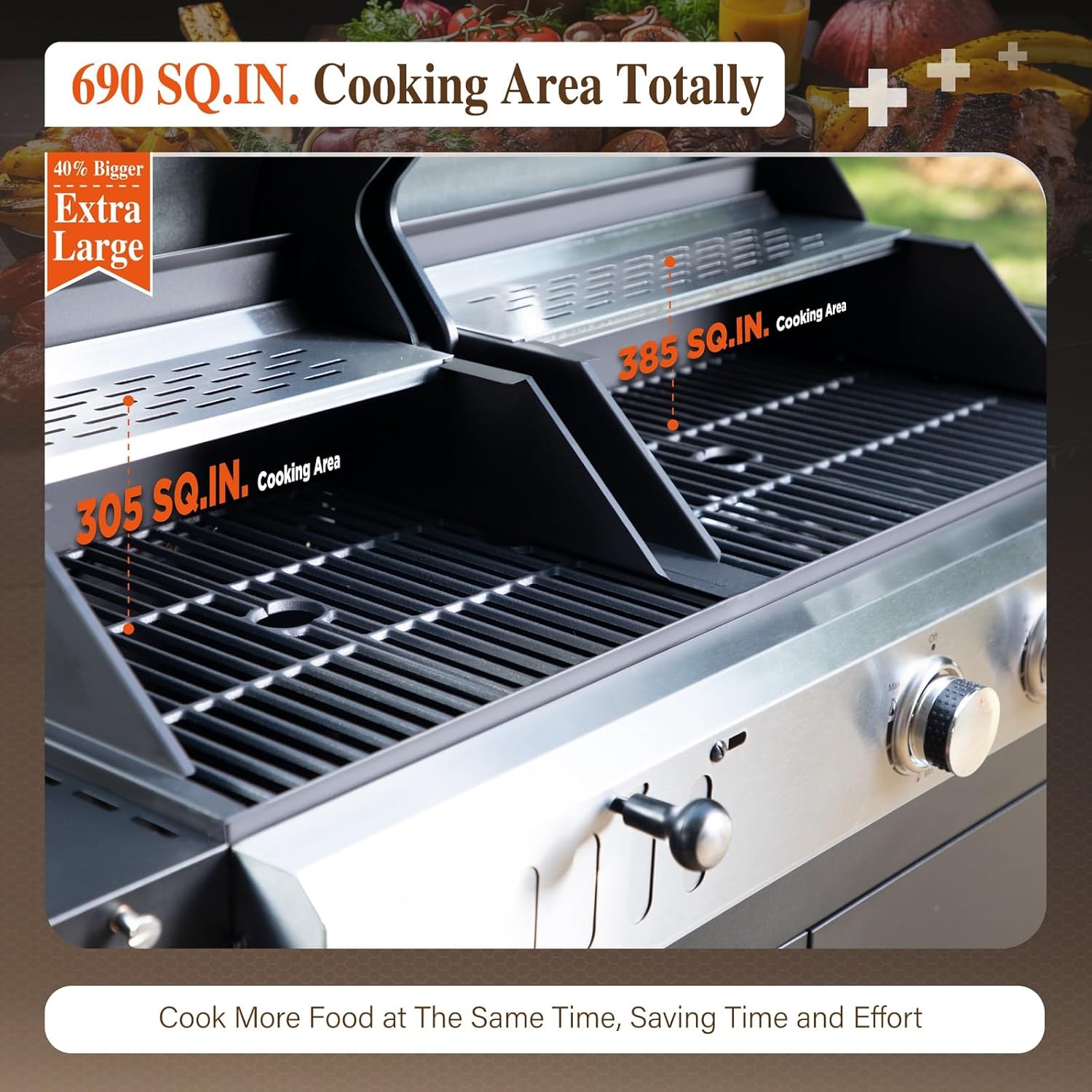 Sophia & William Charcoal and Gas Grill Combo with Side Burner Dual Fuel BBQ Grill