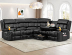 Dresegmt Loveseat Recliner Sofa 3 Seat Flip Backrest with Storage USB Cup Holders
