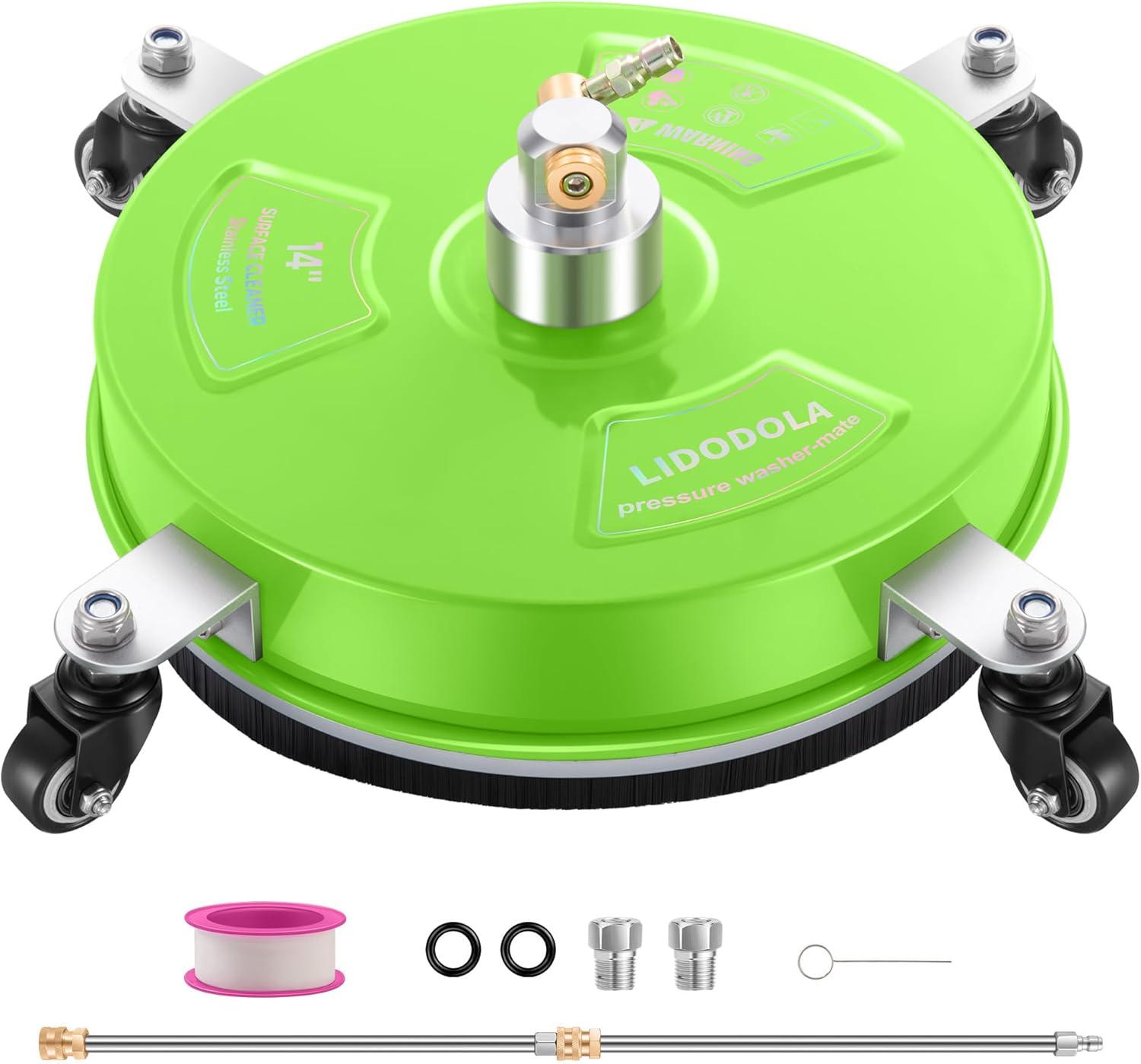 LidoDola 14 Inch Pressure Washer Surface Cleaner with Wheels for Concrete Patio Deck