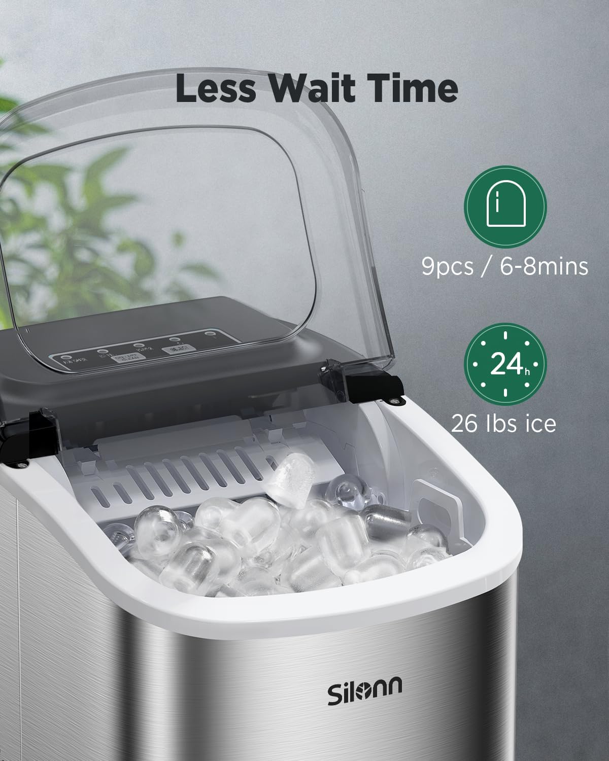 Silonn Nugget Ice Maker Countertop 33lbs Daily Soft Chewable Ice Machine