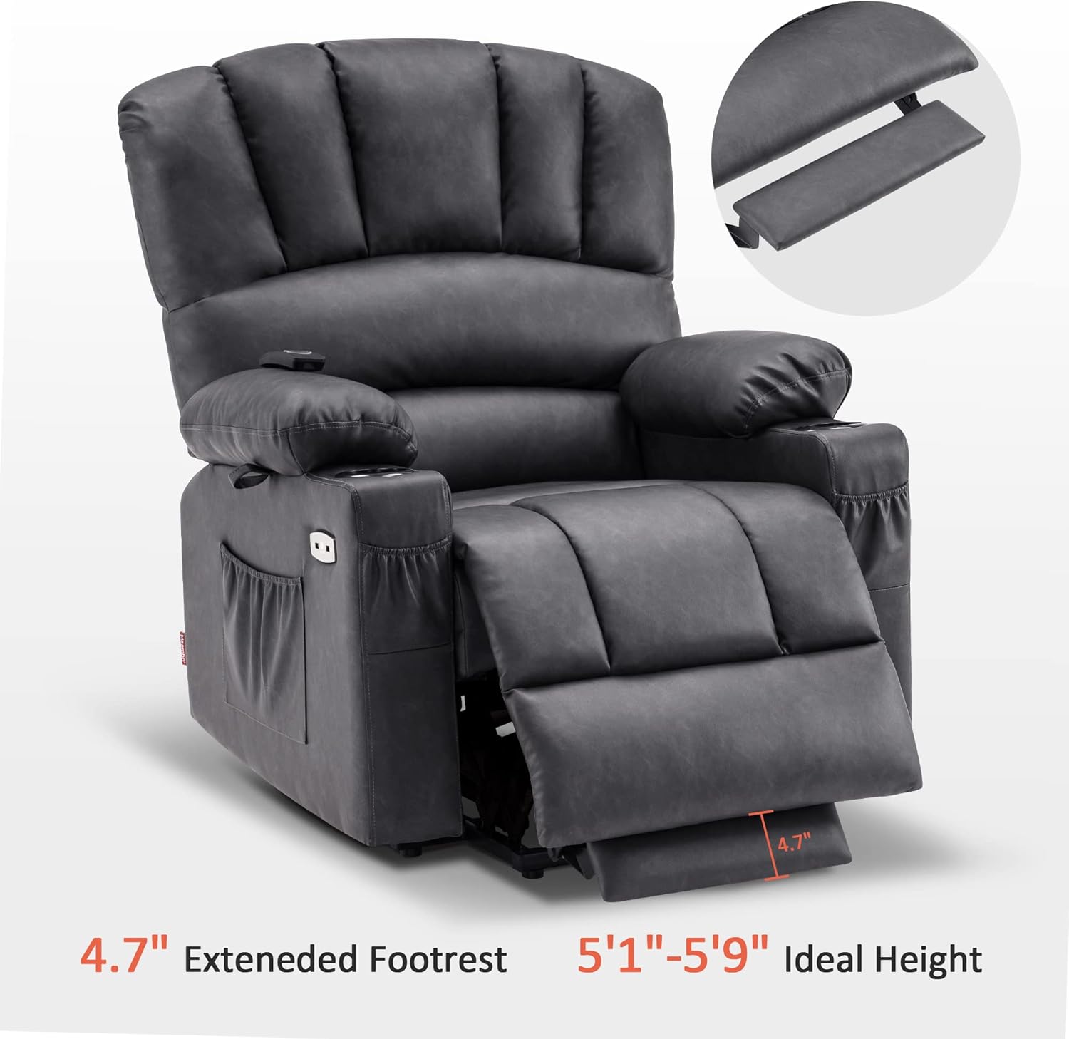 MCombo Power Lift Recliner Chair for Elderly with Heat Massage USB Cup Holders