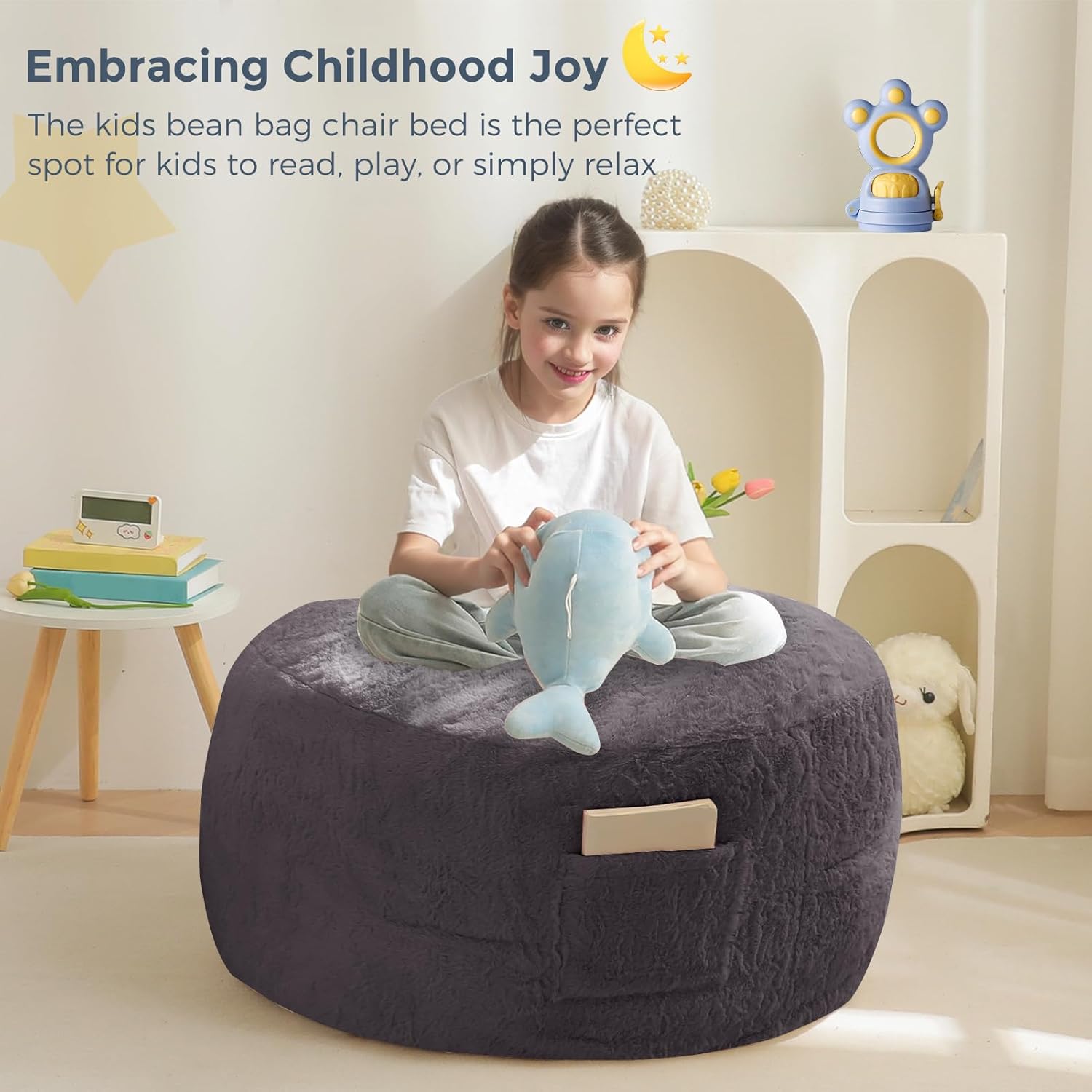 MAXYOYO Convertible Bean Bag Chair Bed for Kids with Foam Filling