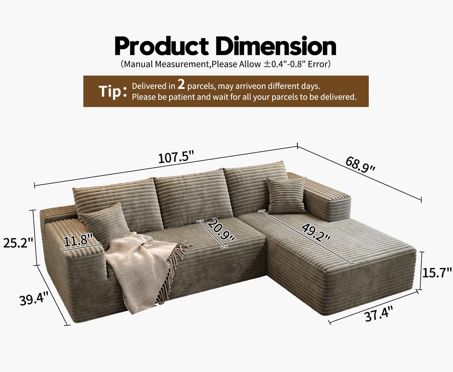 Settab Cloud Modular Sectional Sofa U Shaped Deep Seat Living Room Couch