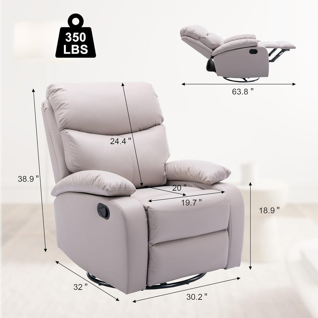 GNMLP2020 Swivel Rocker Recliner Chair Manual Small Space Nursery Living Room