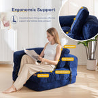 MAXYOYO L Shaped Folding Sofa Bed Convertible Sleeper with Pillow Armrest