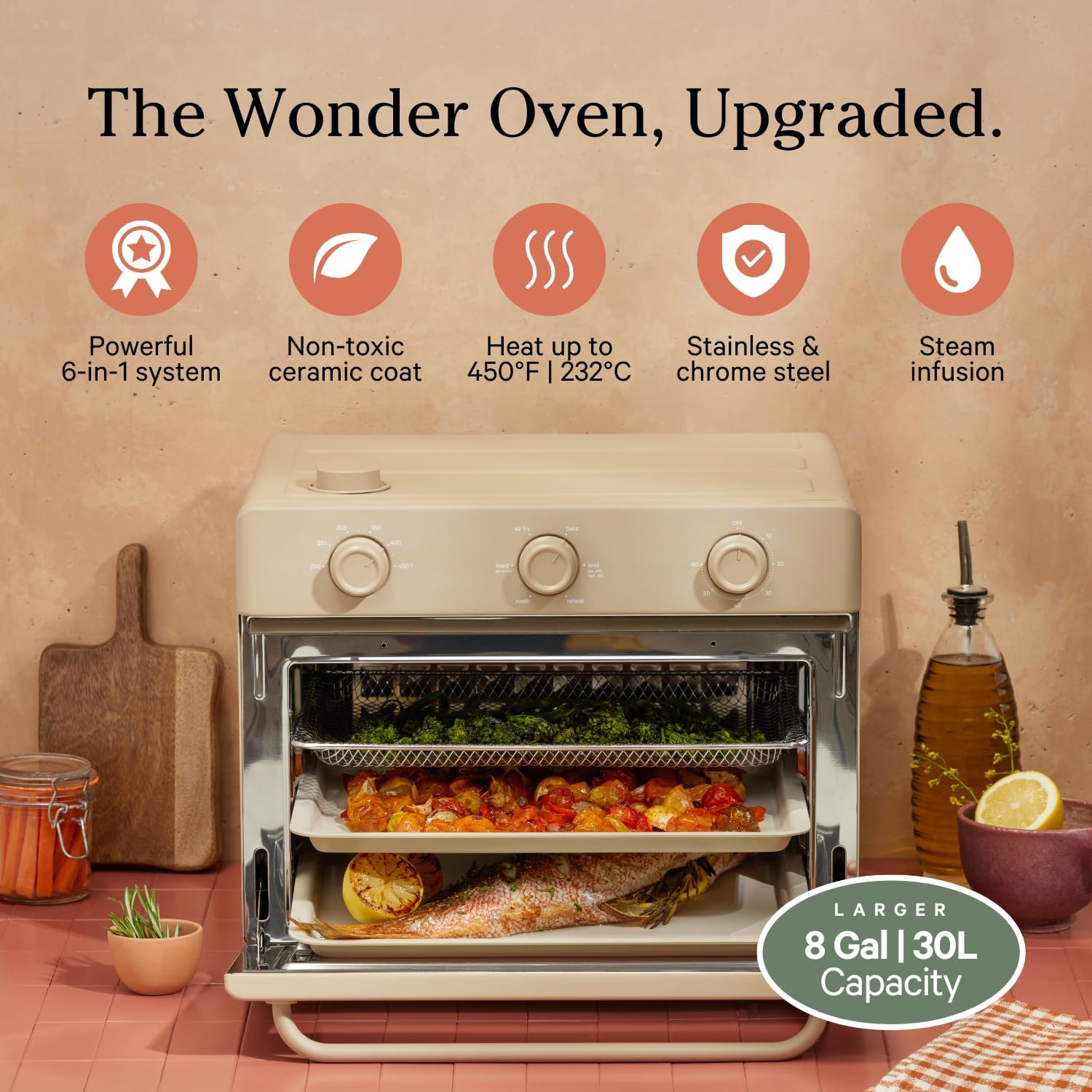 Our Place Air Fryer Toaster Oven 6 in 1 Compact Countertop Blue Multifunction