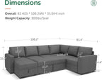 HONBAY Modular Sectional Sleeper Sofa L Shaped Couch with Pull Out Bed