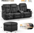 YONISEE 3 Seat Recliner Sofa Large Manual Reclining Couch with Storage Console