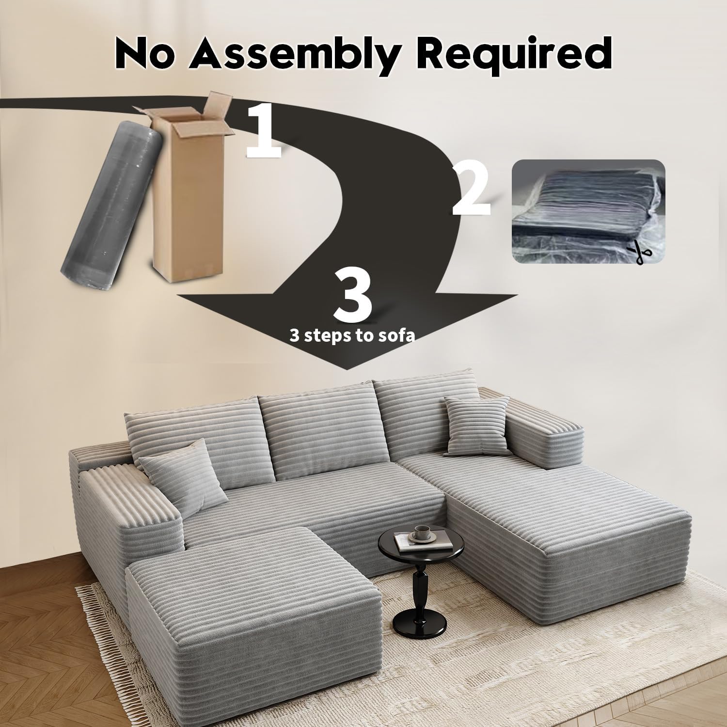 Settab Cloud Modular Sectional Sofa U Shaped Deep Seat Living Room Couch