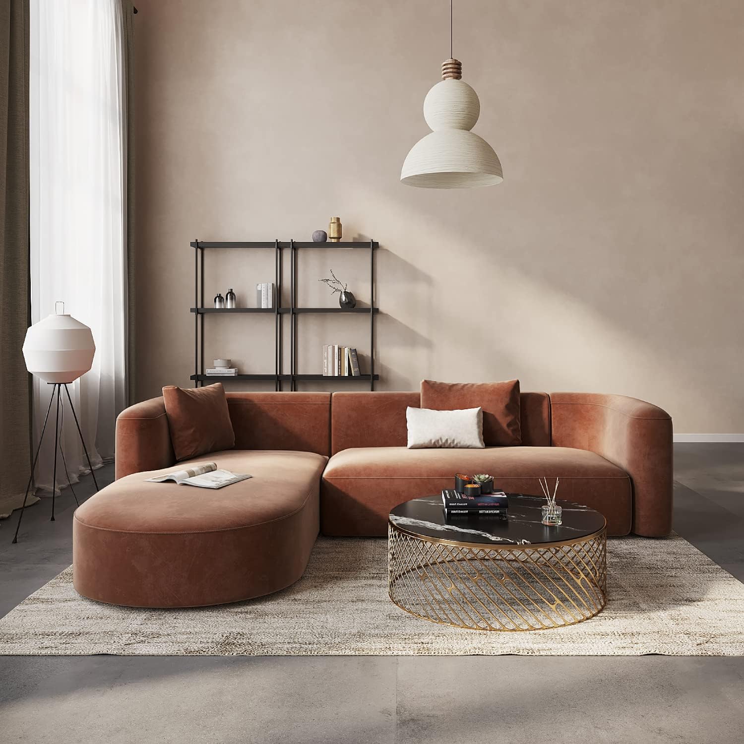 Acanva Luxury Velvet Sofa 3 Seater Modern Curved Back Couch for Living Room