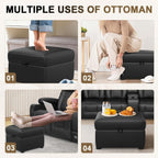 YONISEE 3 Seat Recliner Sofa Large Manual Reclining Couch with Storage Console