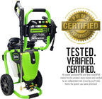 Greenworks 2000 PSI Electric Pressure Washer 13 Amp with Wheels 20 FT Hose 35 FT Cord