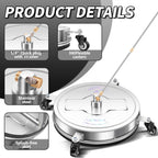 LidoDola 14 Inch Pressure Washer Surface Cleaner with Wheels for Concrete Patio Deck