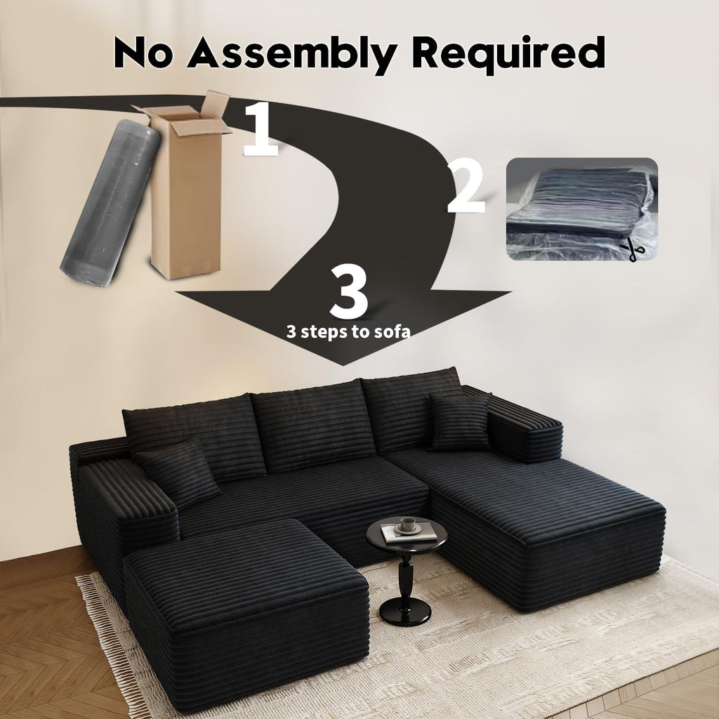 Settab Cloud Modular Sectional Sofa U Shaped Deep Seat Living Room Couch