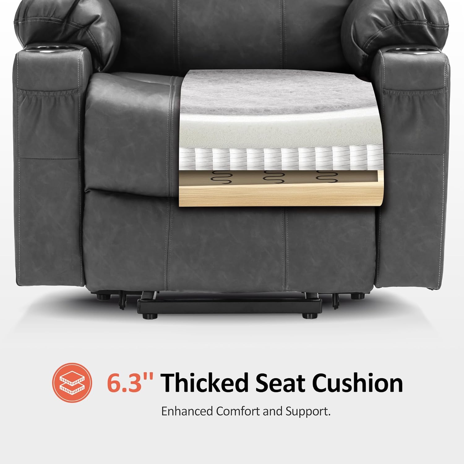 MCombo Electric Power Lift Recliner Massage Heat Chair for Elderly 3 Positions 2 Pockets USB