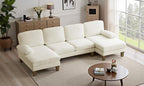 VINGLI 110 Sectional Couch U Shaped Sofa Set with Double Chaise Chenille Fabric